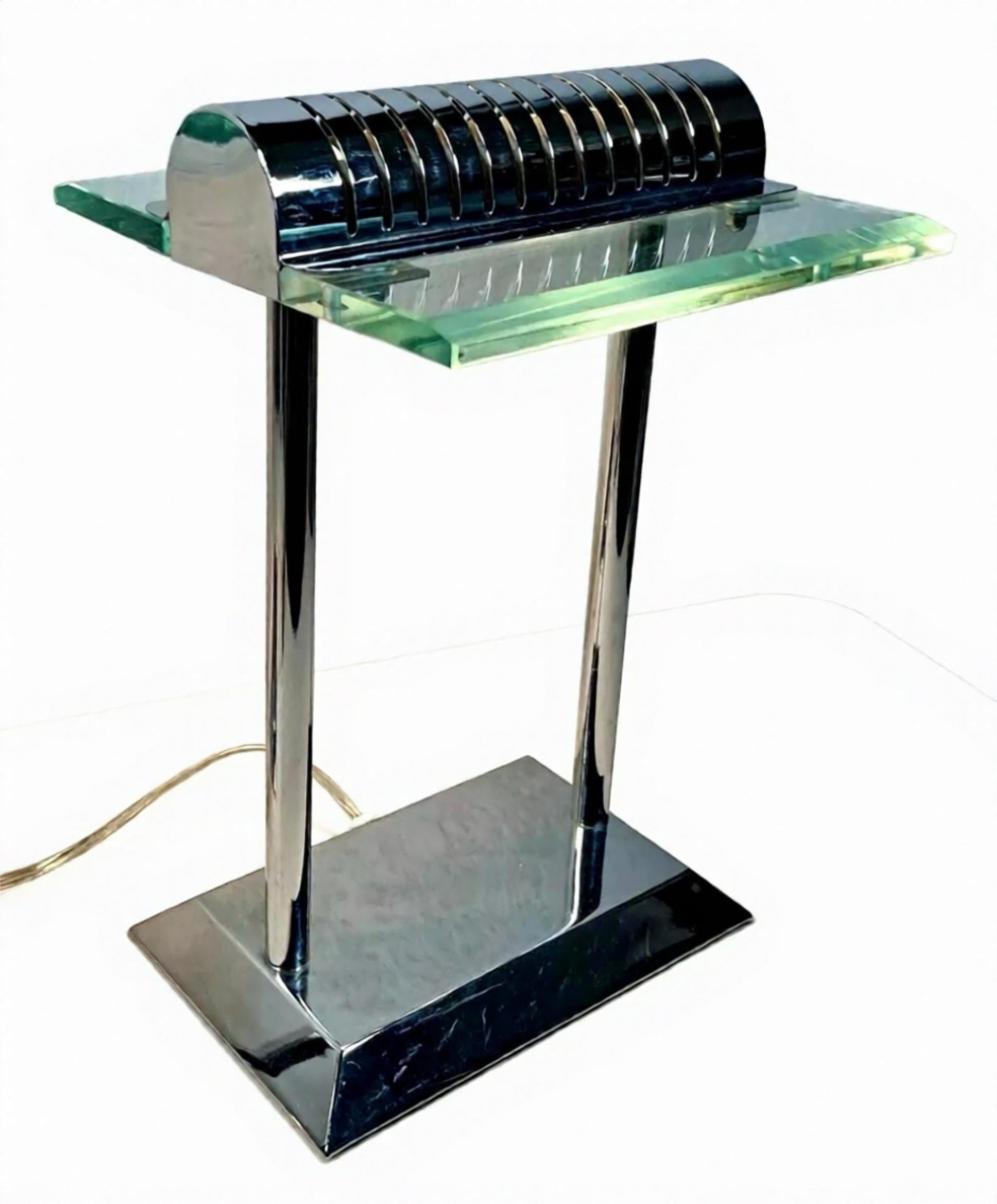 Frisman Vintage Robert Sonneman for George Kovacs PostModern Deco Sleek Chrome Bankers Desk Lamp