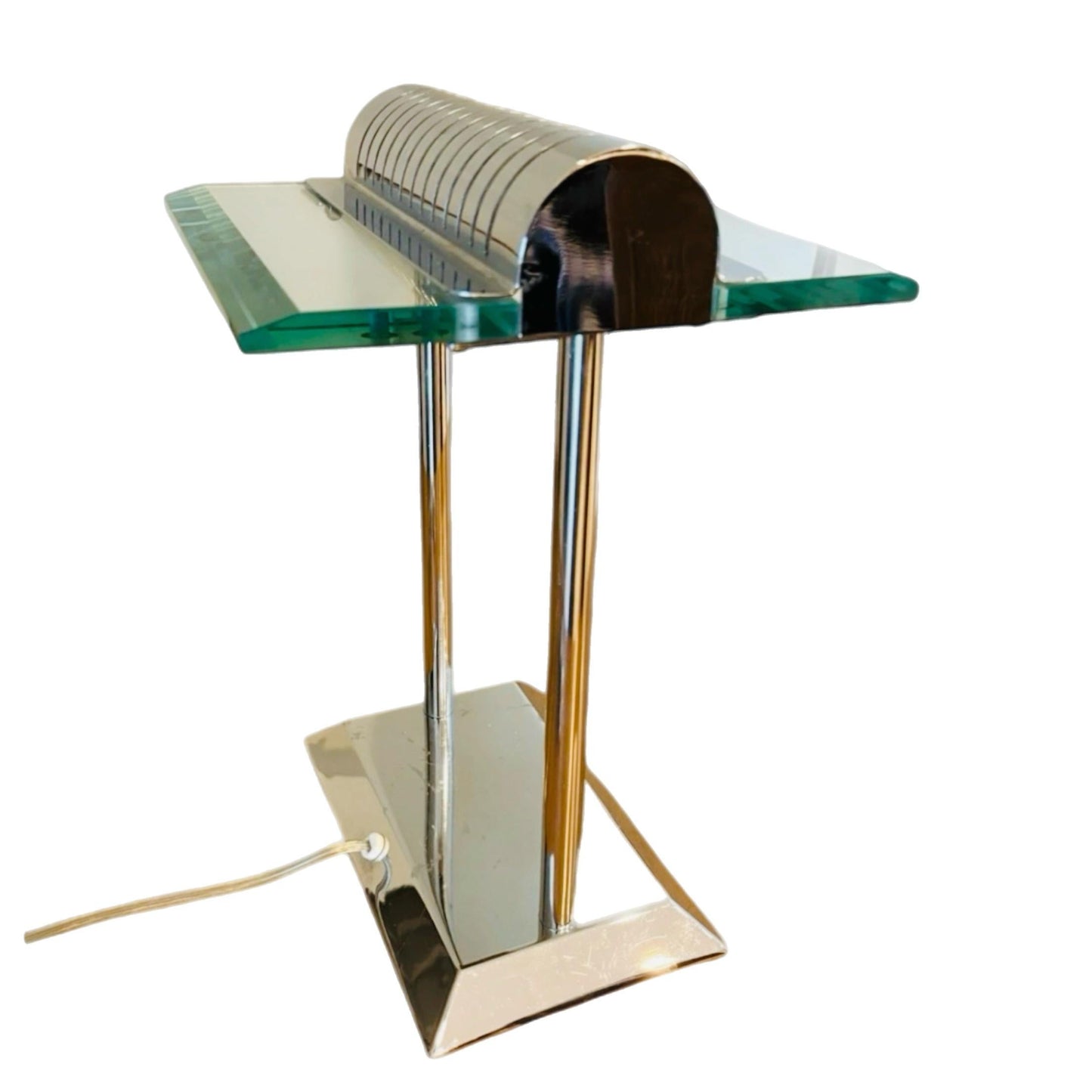 Frisman Vintage Robert Sonneman for George Kovacs PostModern Deco Sleek Chrome Bankers Desk Lamp
