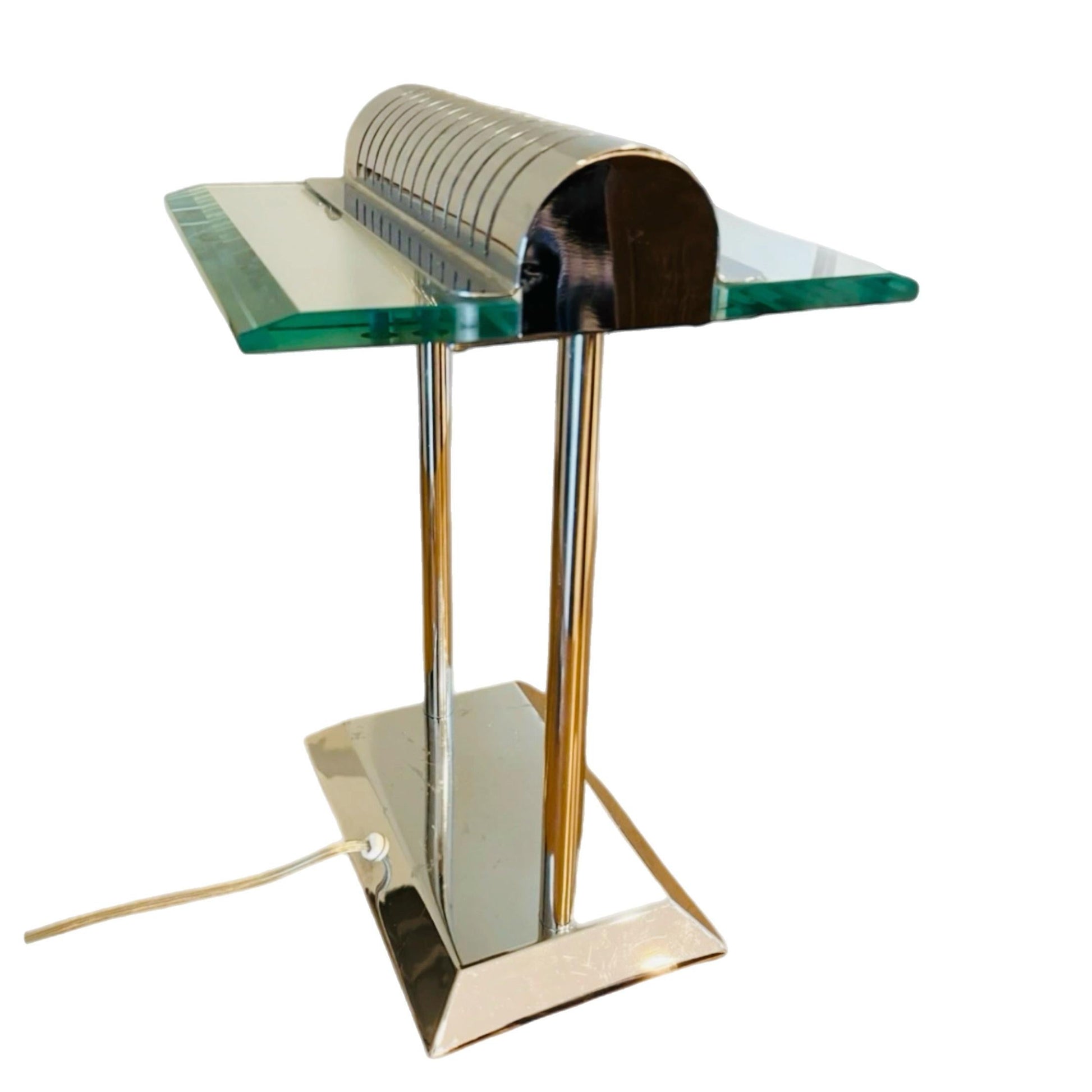 Frisman Vintage Robert Sonneman for George Kovacs PostModern Deco Sleek Chrome Bankers Desk Lamp