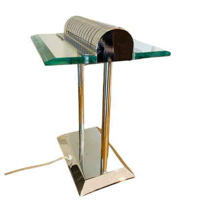 Frisman Vintage Robert Sonneman for George Kovacs PostModern Deco Sleek Chrome Bankers Desk Lamp
