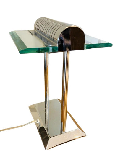Frisman Vintage Robert Sonneman for George Kovacs PostModern Deco Sleek Chrome Bankers Desk Lamp