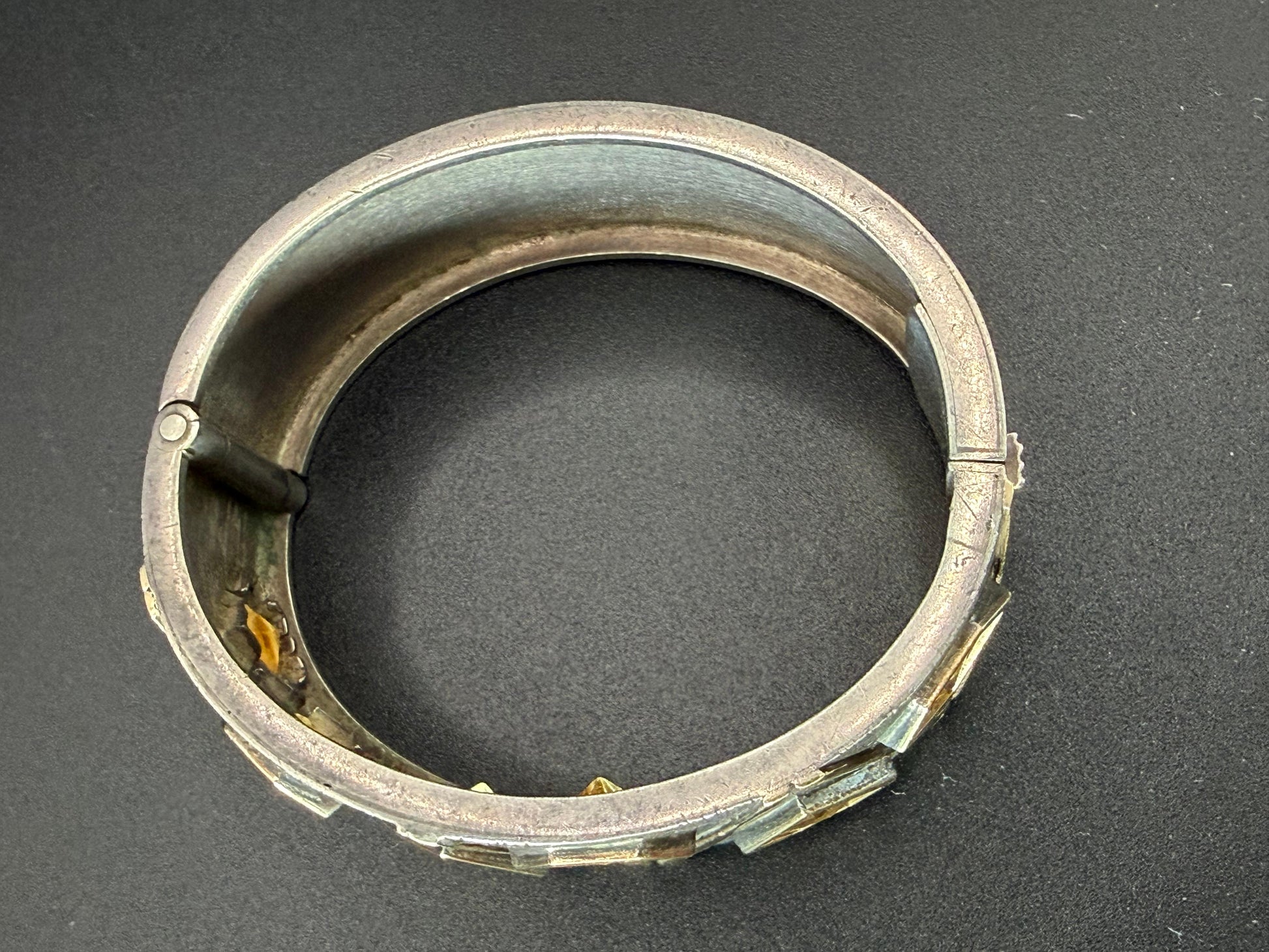 Frisman Vintage Unusual Cuff Bracelet By Josep Civit Spain ca' 1970's Sterling And Gold