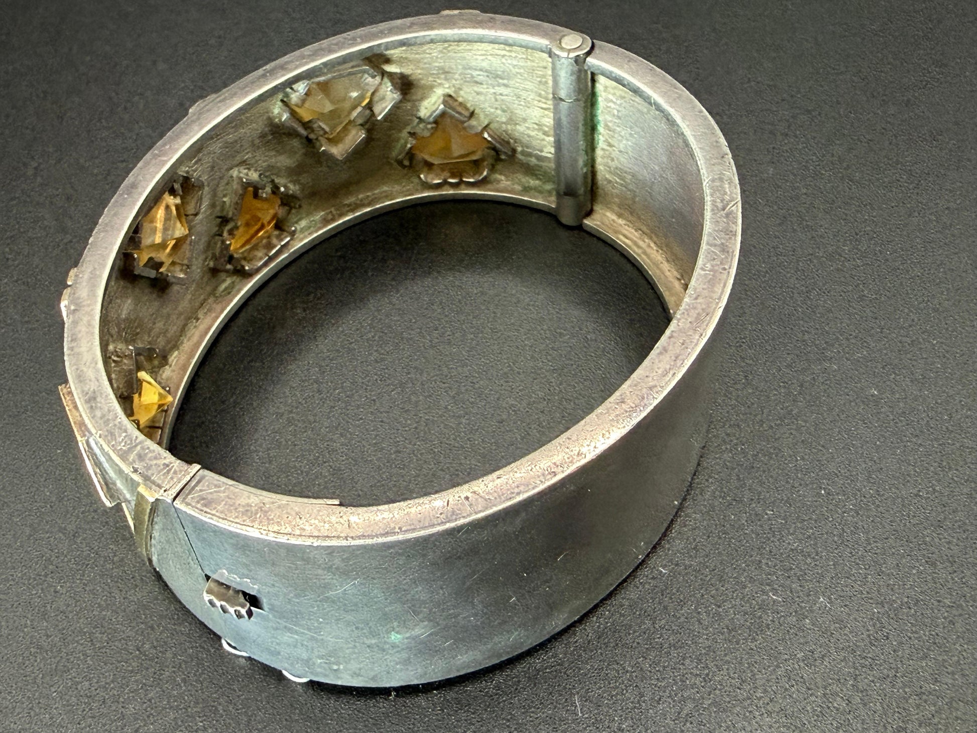 Frisman Vintage Unusual Cuff Bracelet By Josep Civit Spain ca' 1970's Sterling And Gold