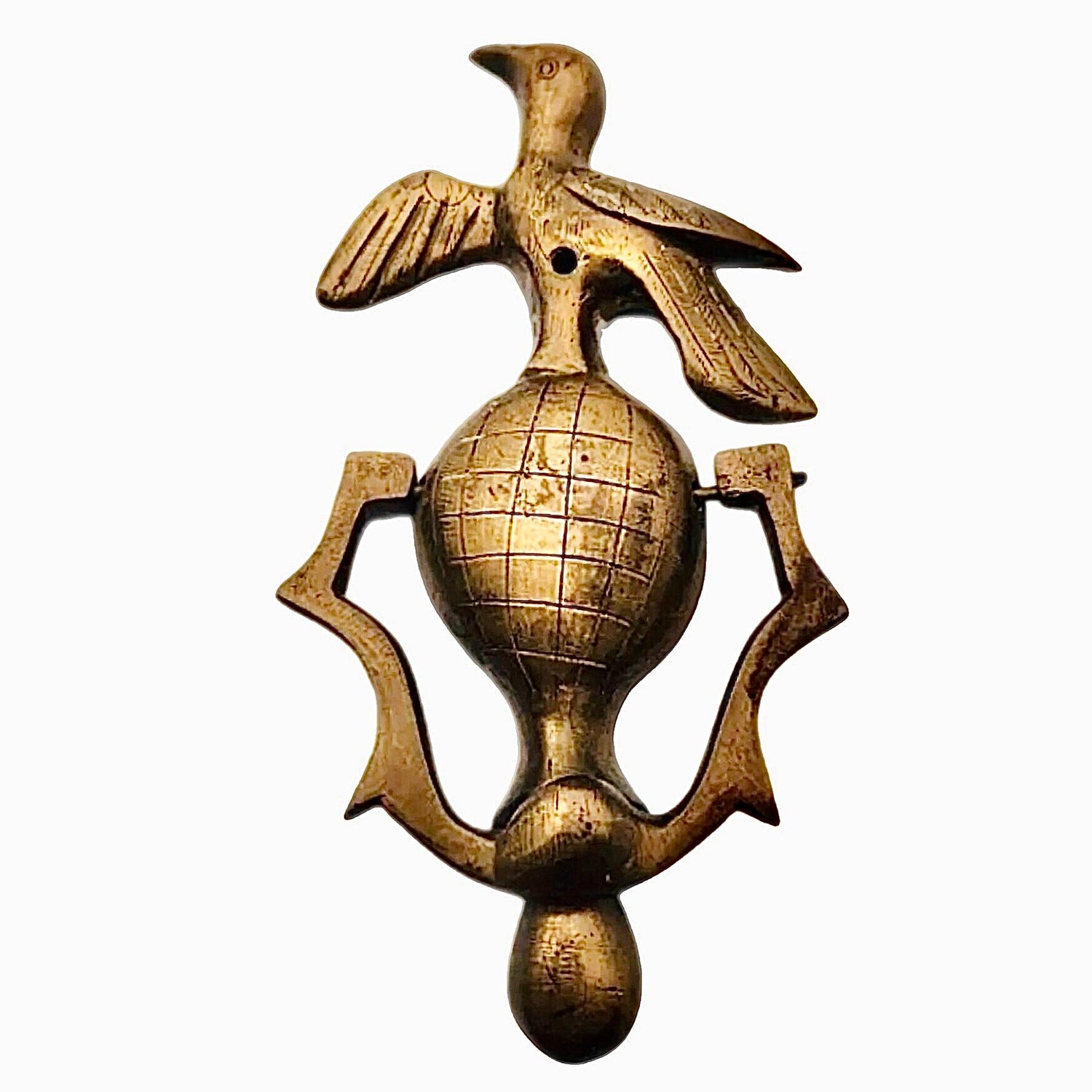 Frisman Vintage Rare Vintage Mid Century Modern Solid Brass World Peace Dove Bird Door Knocker