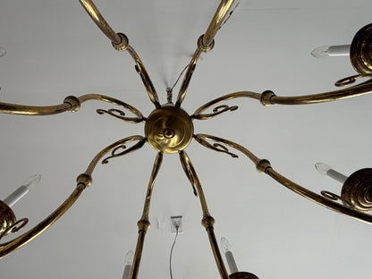 Frisman Vintage Italian Brass Chandelier Eight Arm Elegant ca' 1960's