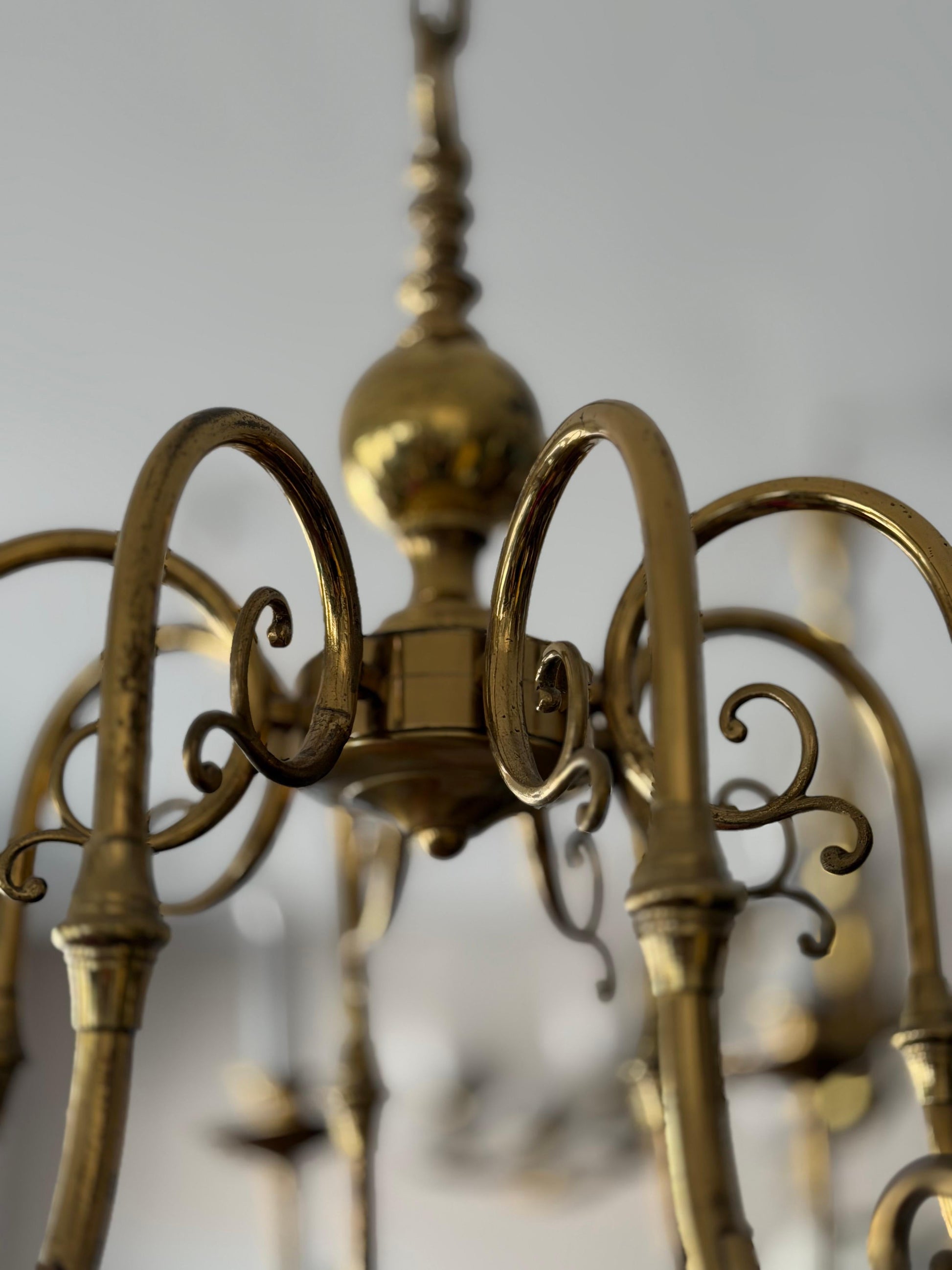 Frisman Vintage Italian Brass Chandelier Eight Arm Elegant ca' 1960's