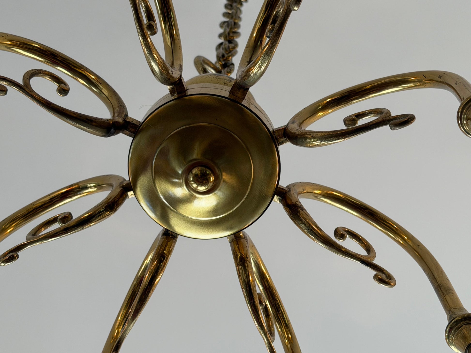 Frisman Vintage Italian Brass Chandelier Eight Arm Elegant ca' 1960's