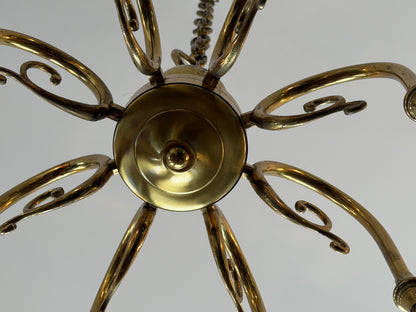 Frisman Vintage Italian Brass Chandelier Eight Arm Elegant ca' 1960's