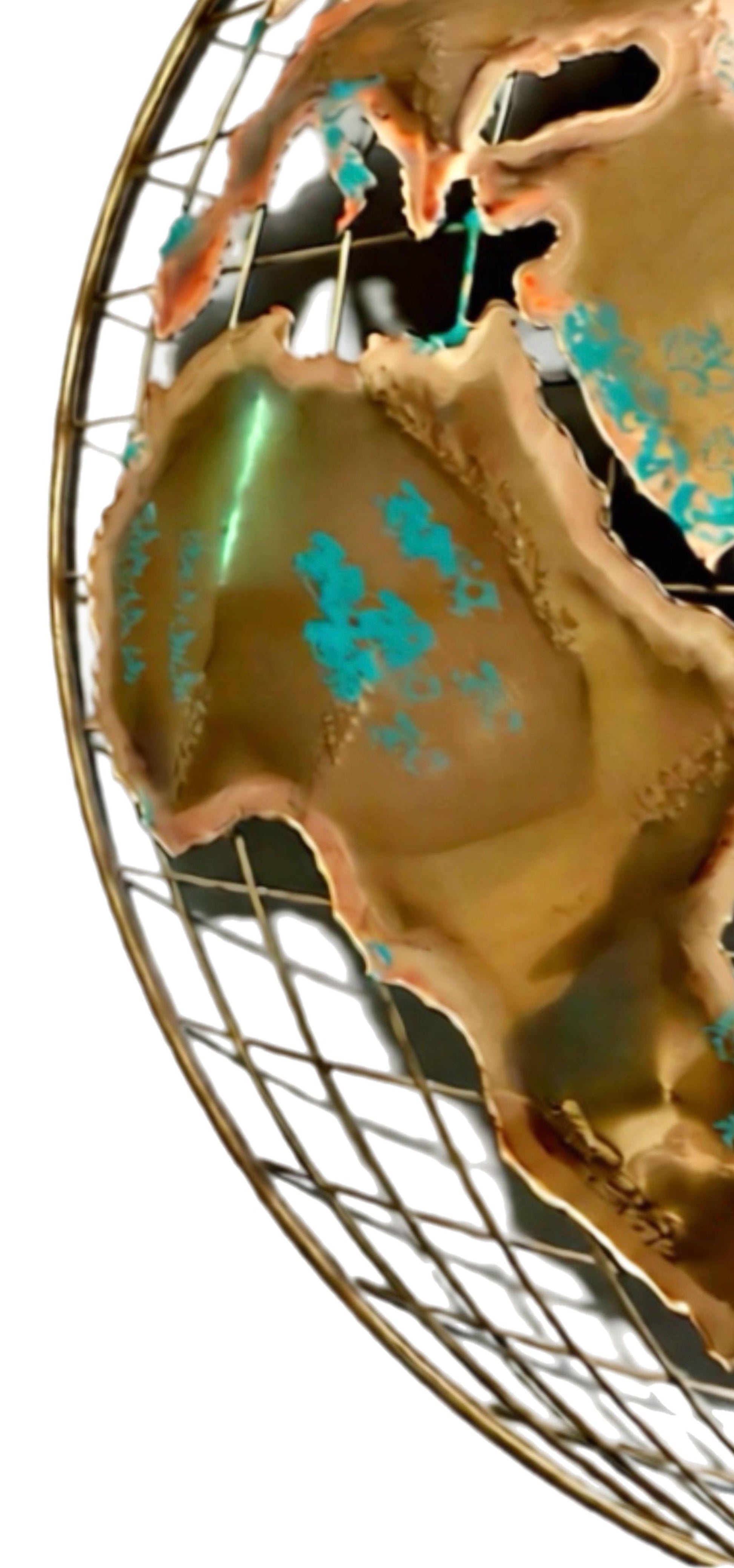 Frisman Vintage ART SALE 80s Brutalist Curtis Jere Iconic World Globe Metal Wall Art Sculpture