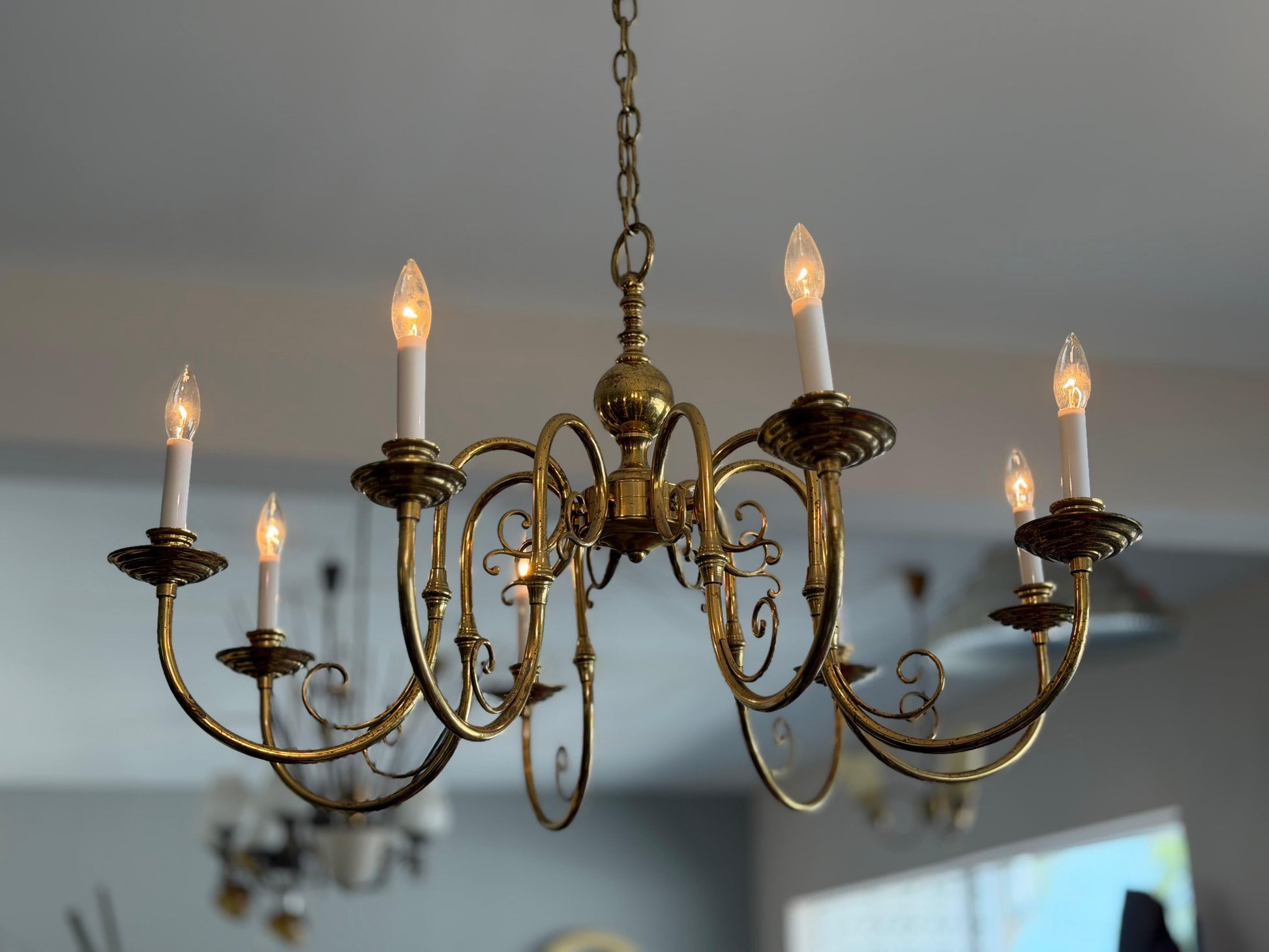 Frisman Vintage Italian Brass Chandelier Eight Arm Elegant ca' 1960's