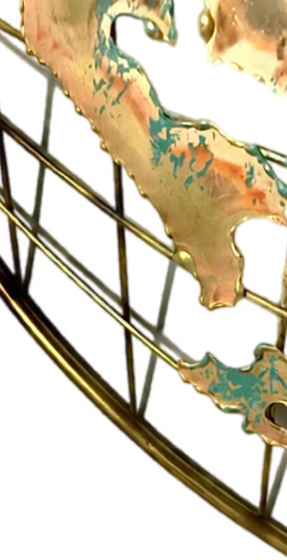 Frisman Vintage ART SALE 80s Brutalist Curtis Jere Iconic World Globe Metal Wall Art Sculpture