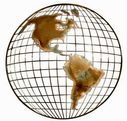 Frisman Vintage 80s Brutalist Curtis Jere Iconic World Globe Metal Wall Art Sculpture