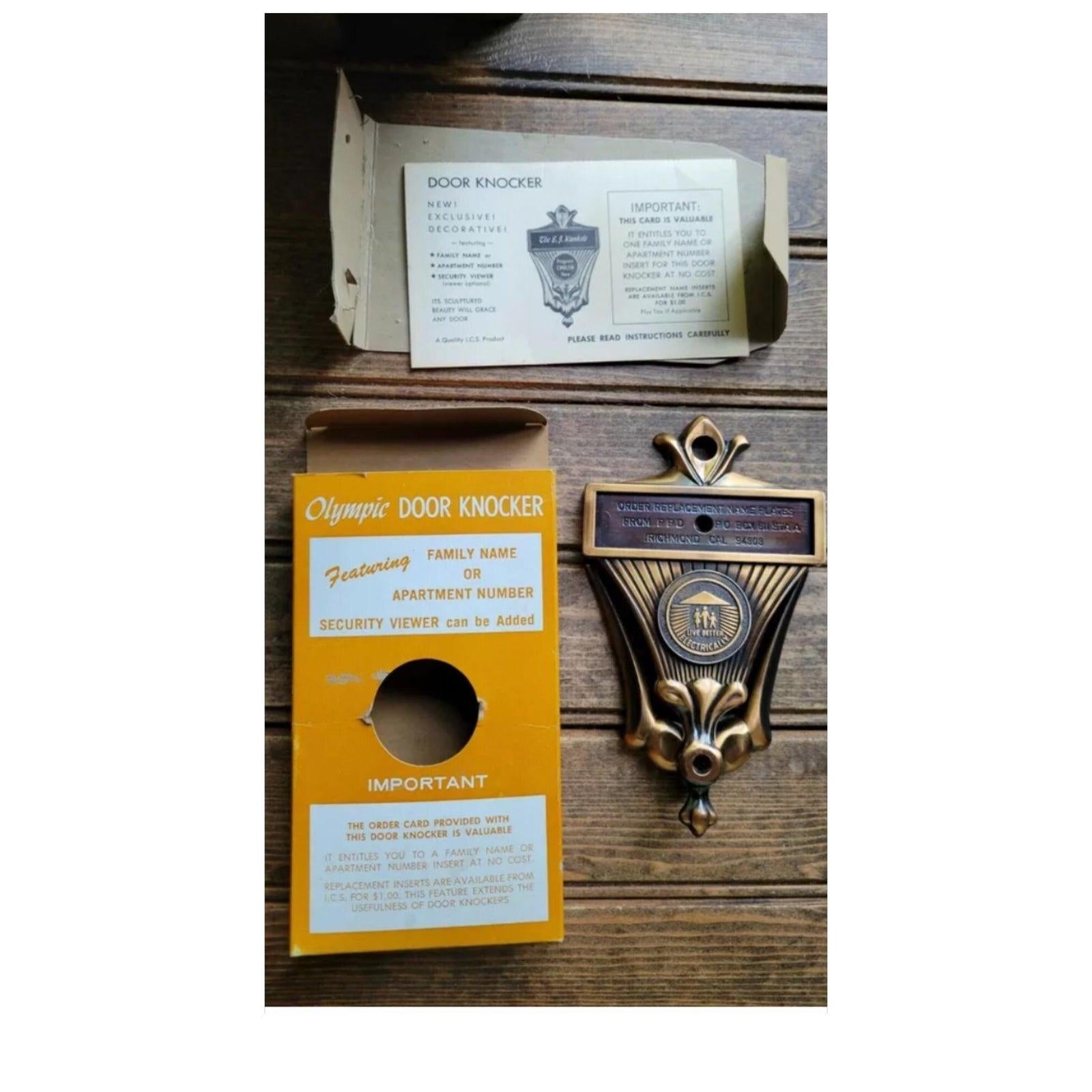 Frisman Vintage 50s Eichler Home Cold War Atomic Scare Mid Century Modern Brass Door Knocker