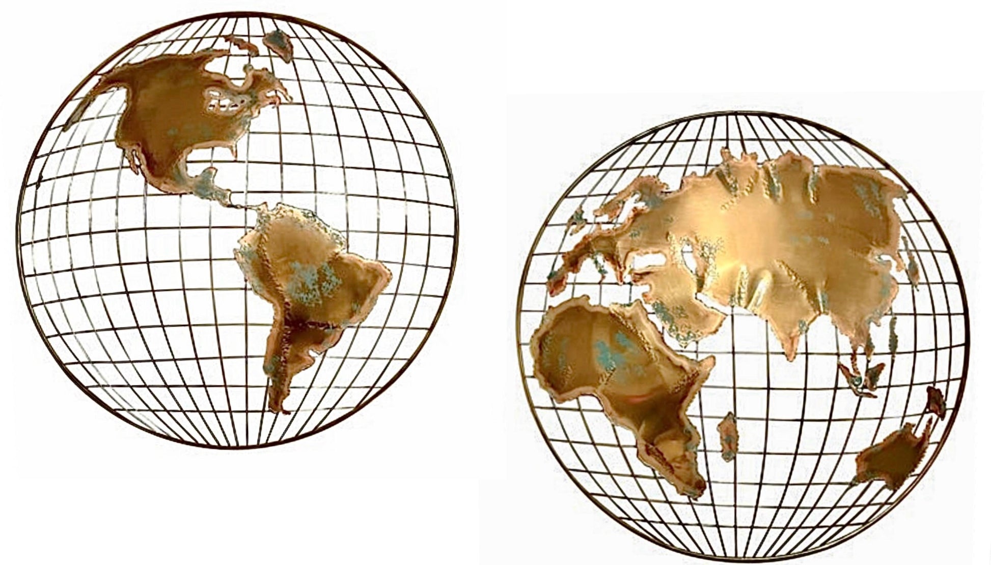 Frisman Vintage ART SALE 80s Brutalist Curtis Jere Iconic World Globe Metal Wall Art Sculpture