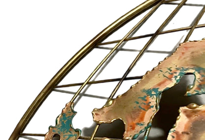 Frisman Vintage ART SALE 80s Brutalist Curtis Jere Iconic World Globe Metal Wall Art Sculpture