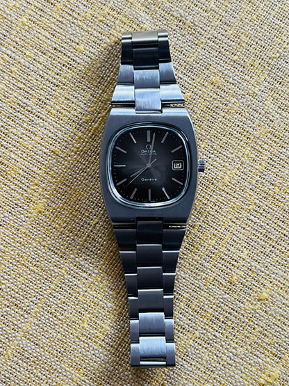 Frisman Vintage 1970's Omega Geneve Vintage Mens TV Shaped Watch with Original Tropical Dial