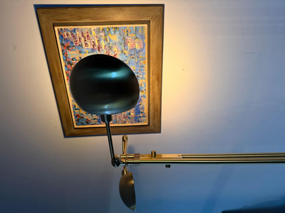 Frisman Vintage Postmodern Adjustable Two Light Brass Floor Lamp by Holtkoetter Luechten 1980's