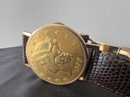 Frisman Vintage Bueche Girod $20 Gold Coin Watch ca' 1980