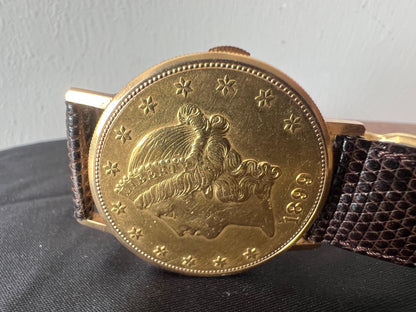 Frisman Vintage Bueche Girod $20 Gold Coin Watch ca' 1980