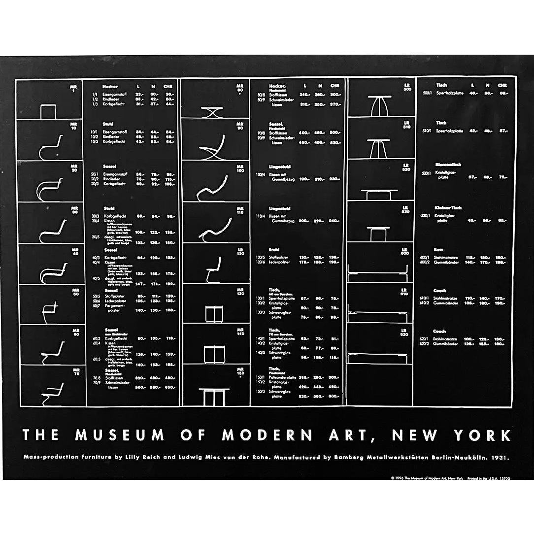 Frisman Vintage Vintage Original 1996 Mies Van Der Rohe Furniture Blueprint Exhibition Poster