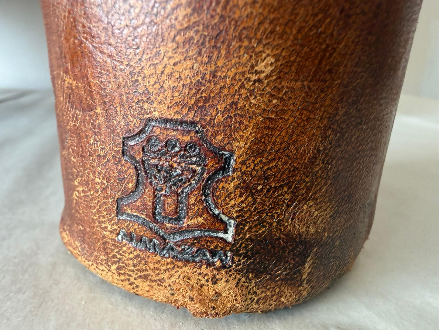 Frisman Vintage Large Vintage Leather Stool Omersa For Almazan Pig With Original Tail