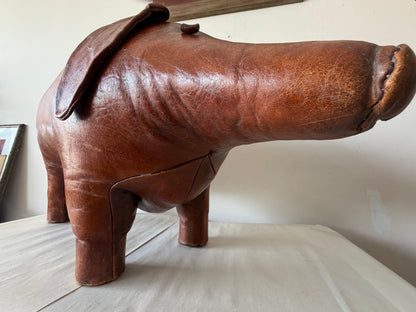 Frisman Vintage Large Vintage Leather Stool Omersa For Almazan Pig With Original Tail