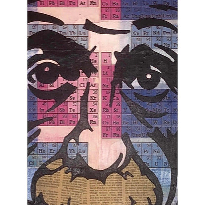 Frisman Vintage 80s Original Pop Art Albert Einstein Periodic Table Face Mixed Media Art Collage