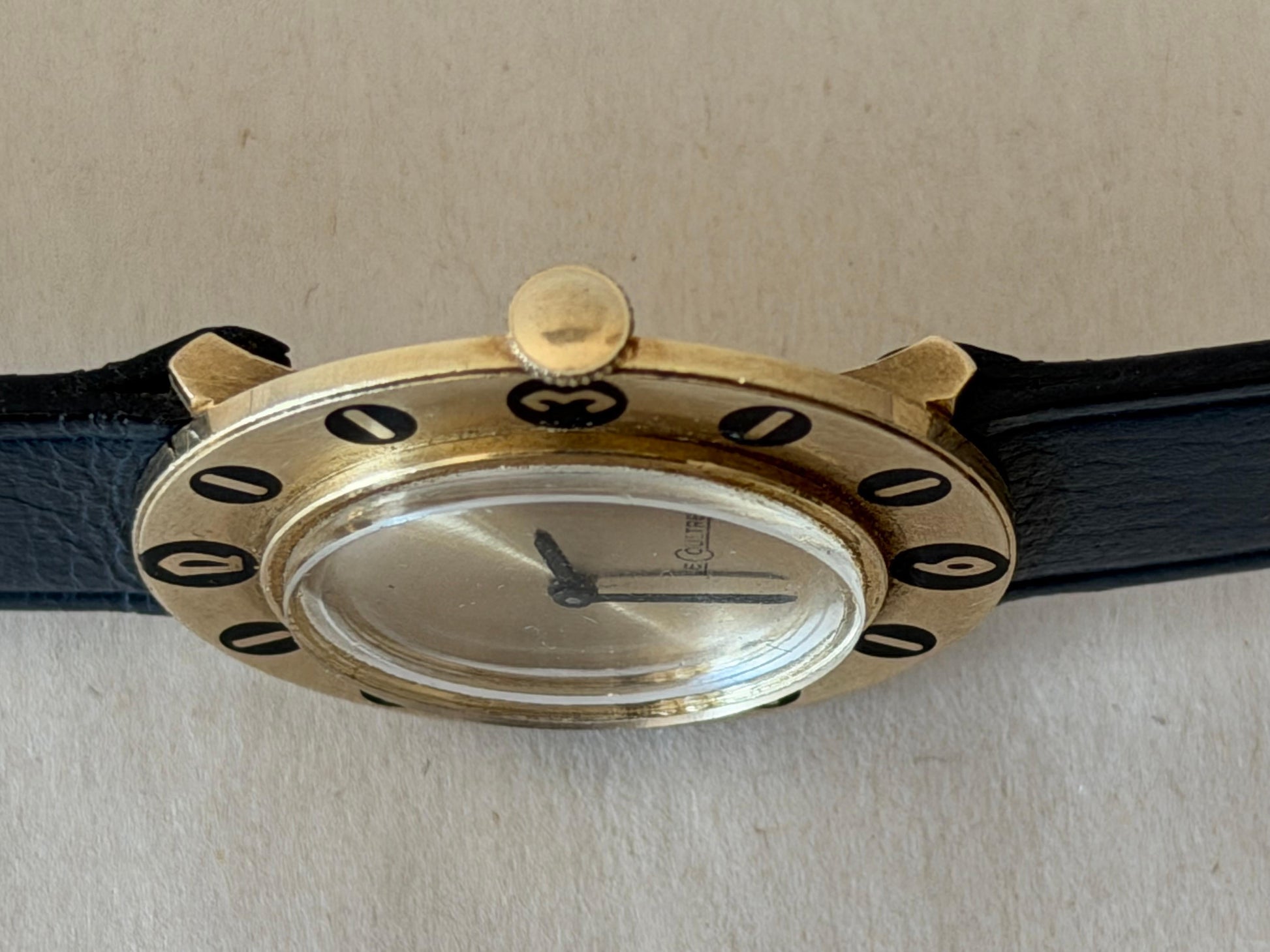 Frisman Vintage Unusual Lecoultre Disco Volante Watch in 14K Gold