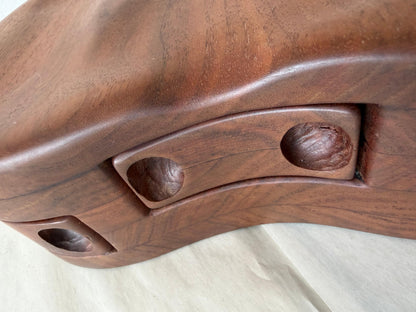 Frisman Vintage Unusual Wood Craft Jewelry Box Walnut Pull Out Drawers ca' 1970's
