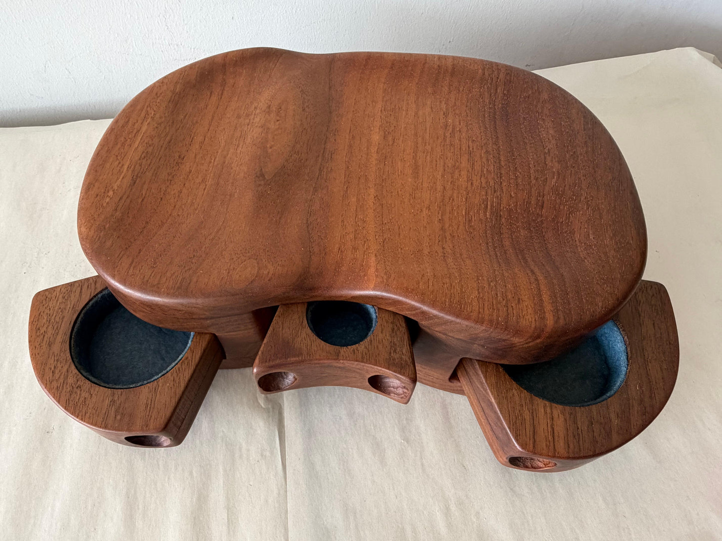 Frisman Vintage Unusual Wood Craft Jewelry Box Walnut Pull Out Drawers ca' 1970's