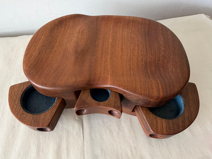 Frisman Vintage Unusual Wood Craft Jewelry Box Walnut Pull Out Drawers ca' 1970's
