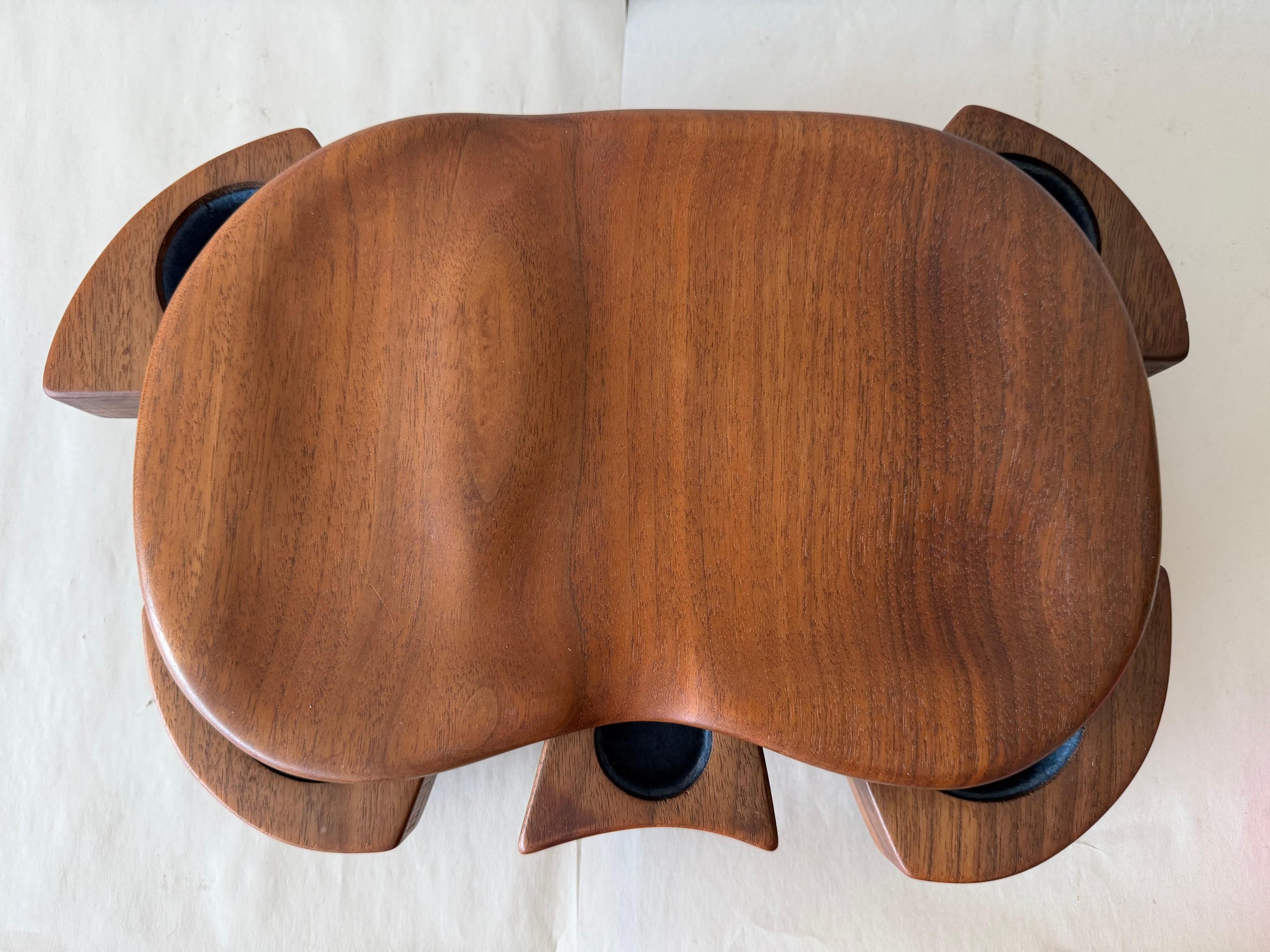 Frisman Vintage Unusual Wood Craft Jewelry Box Walnut Pull Out Drawers ca' 1970's