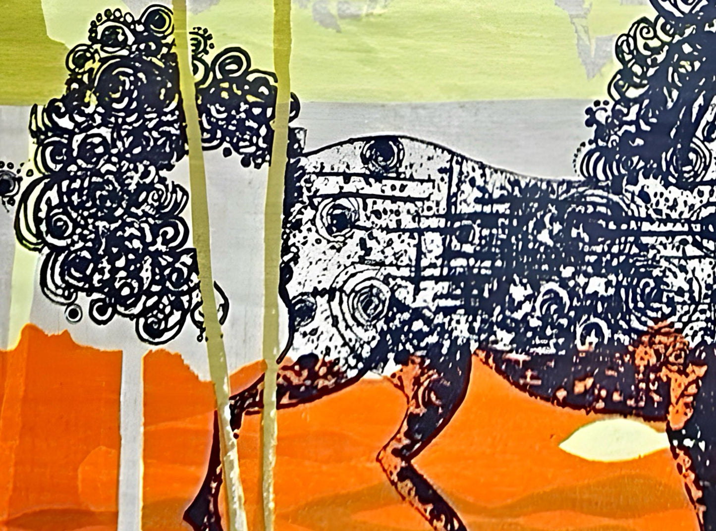 Frisman Vintage Rare Tom Tru Robert Bushong Mid Century Modern Linen Wall Art Etruscan Horse