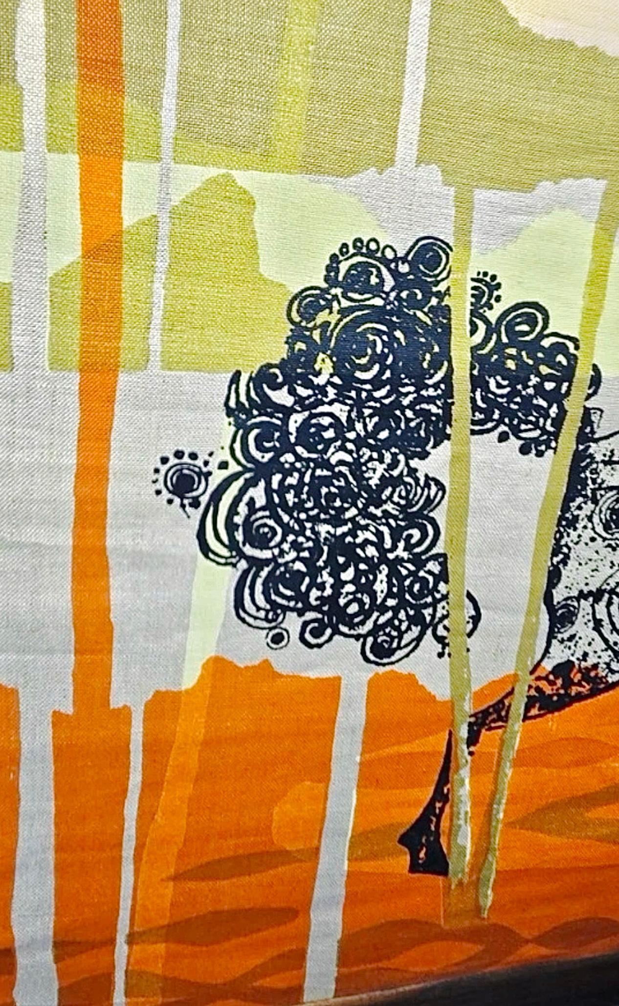 Frisman Vintage Rare Tom Tru Robert Bushong Mid Century Modern Linen Wall Art Etruscan Horse