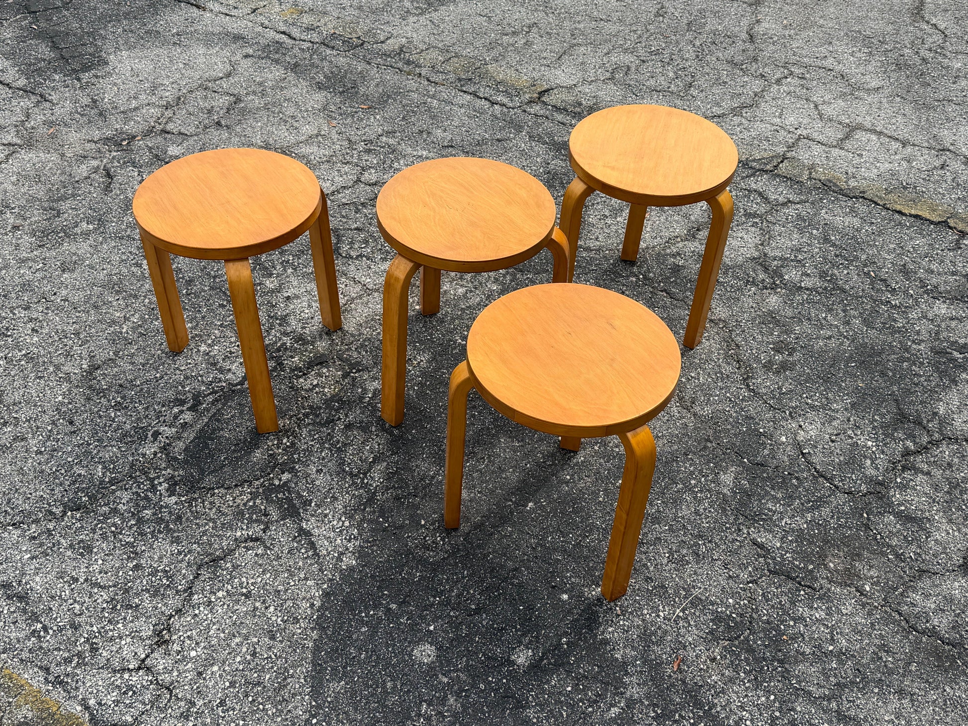 Frisman Vintage Vintage Alvar Aalto Stools Finland ca' 1950's-60's Mid Century Patina