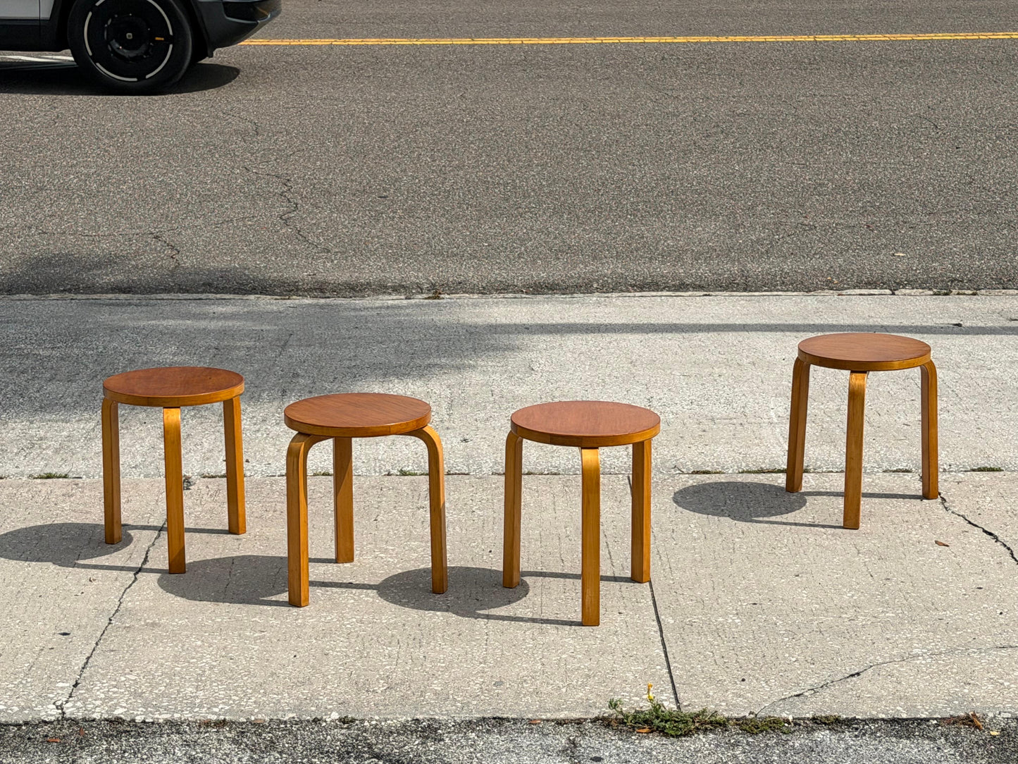 Frisman Vintage Vintage Alvar Aalto Stools Finland ca' 1950's-60's Mid Century Patina
