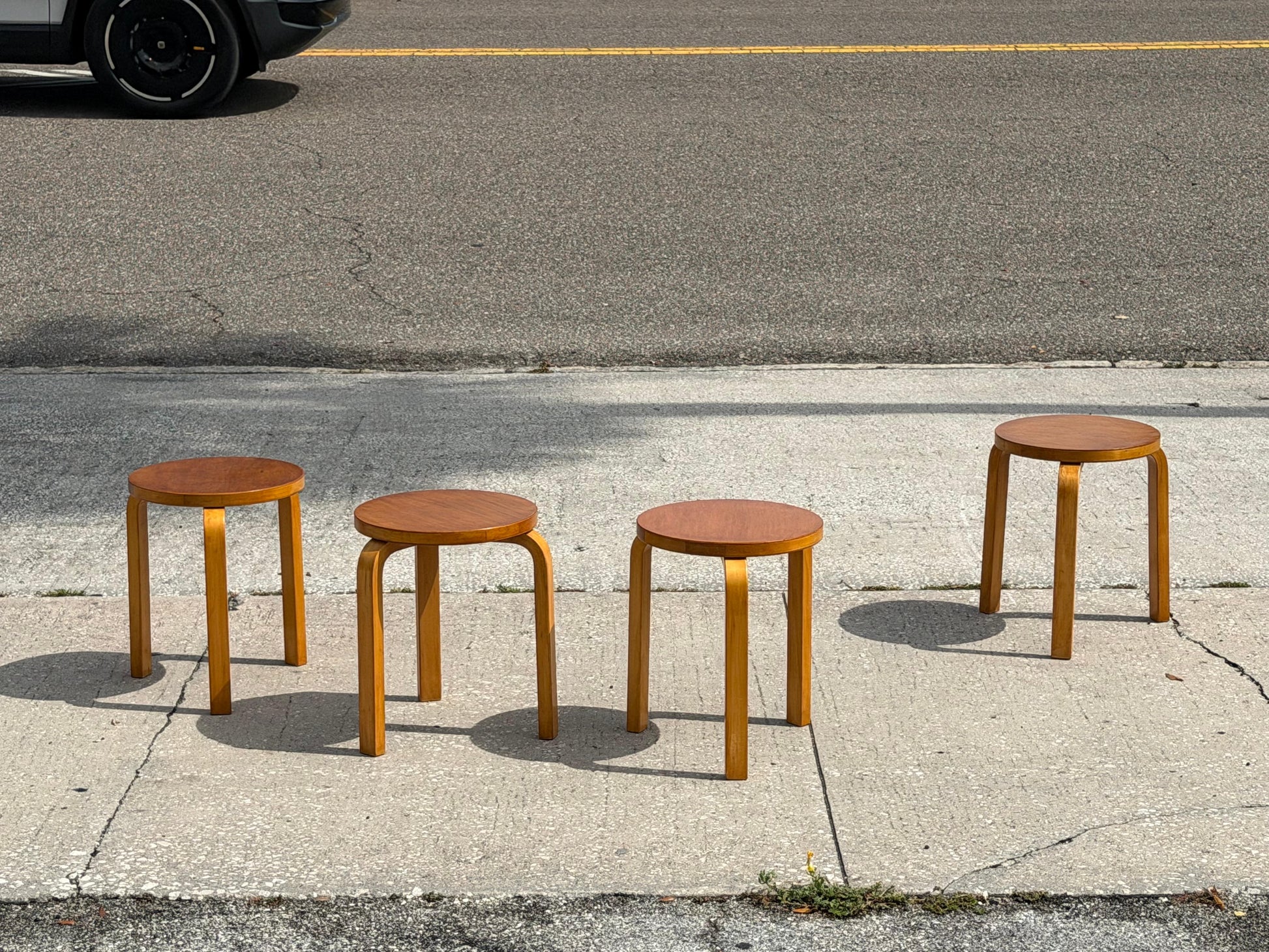 Frisman Vintage Vintage Alvar Aalto Stools Finland ca' 1950's-60's Mid Century Patina