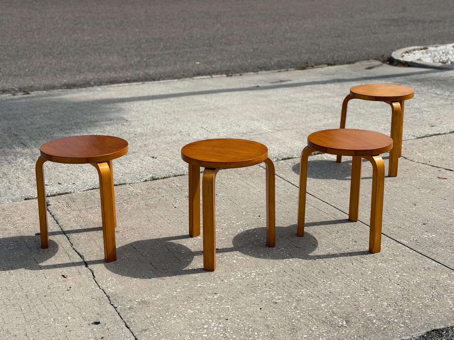 Frisman Vintage Vintage Alvar Aalto Stools Finland ca' 1950's-60's Mid Century Patina