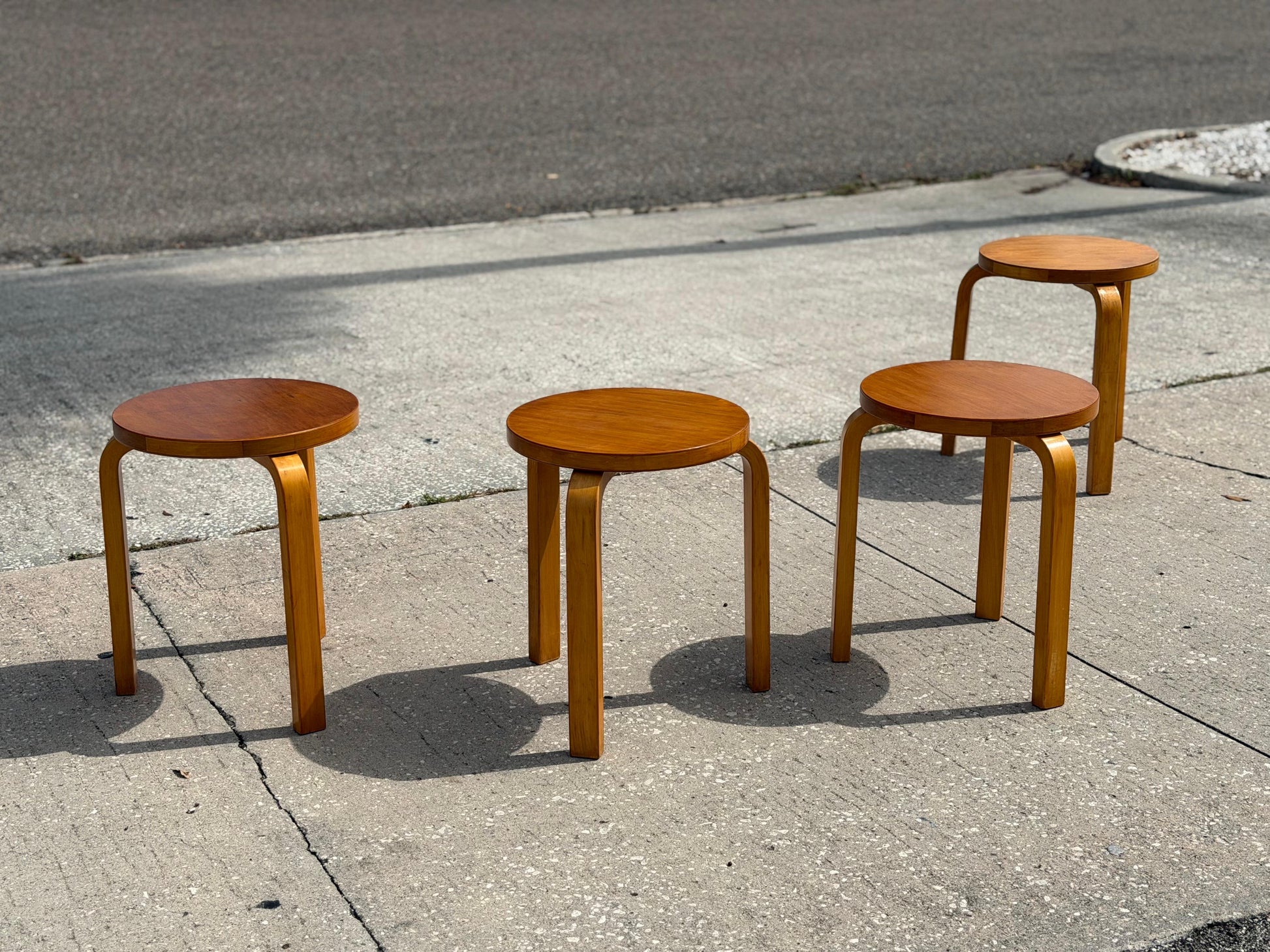 Frisman Vintage Vintage Alvar Aalto Stools Finland ca' 1950's-60's Mid Century Patina