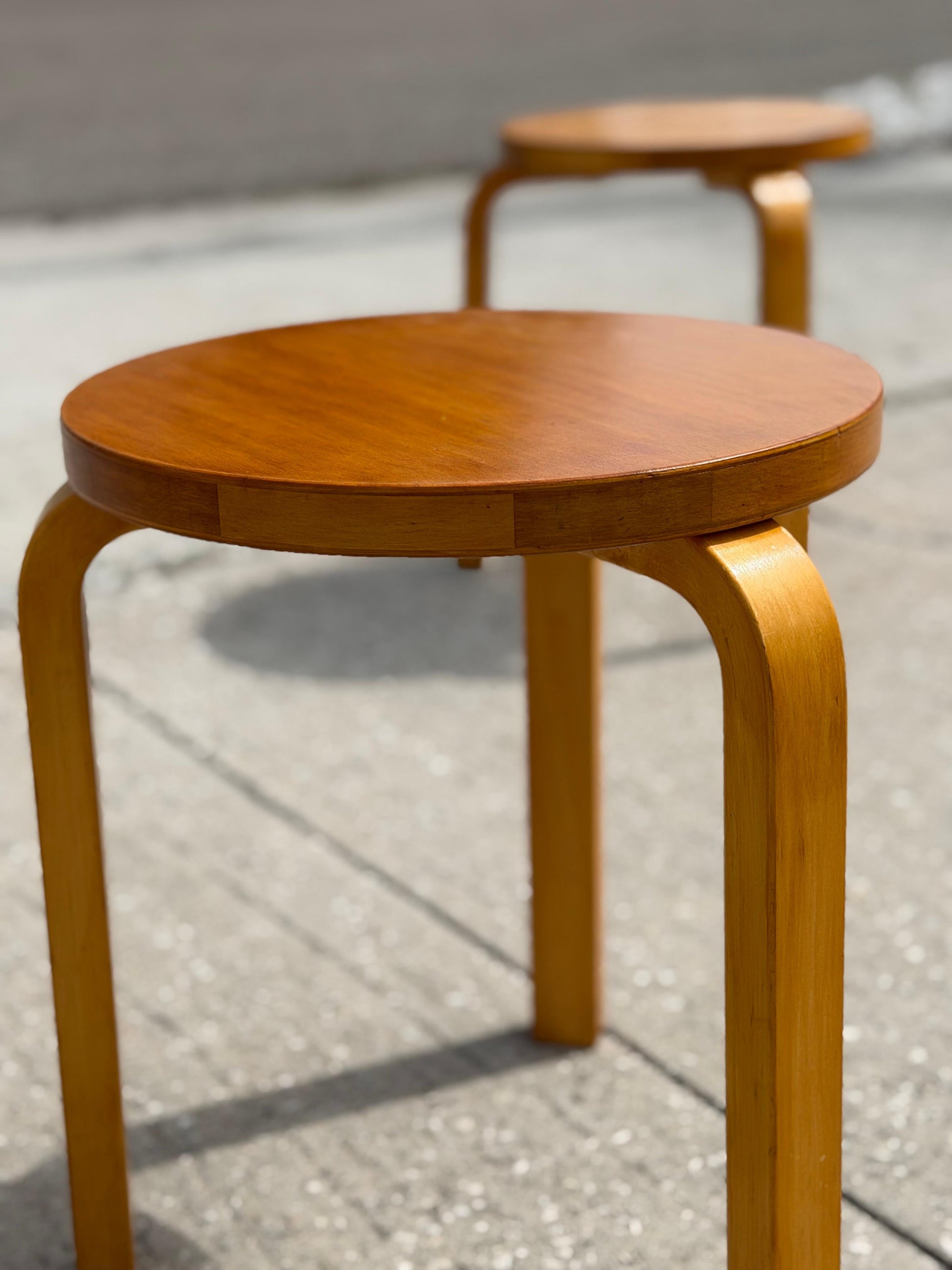 Frisman Vintage Vintage Alvar Aalto Stools Finland ca' 1950's-60's Mid Century Patina