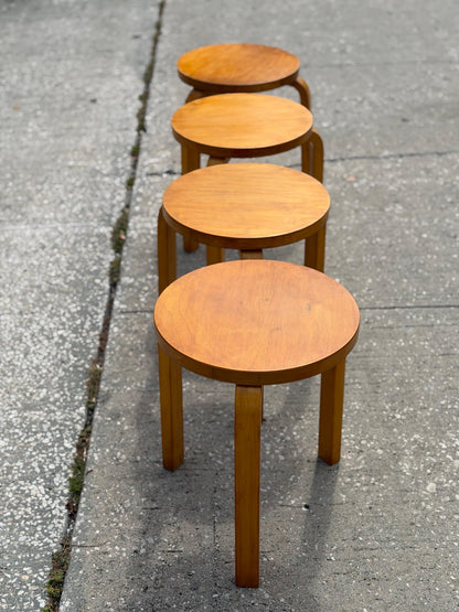 Frisman Vintage Vintage Alvar Aalto Stools Finland ca' 1950's-60's Mid Century Patina