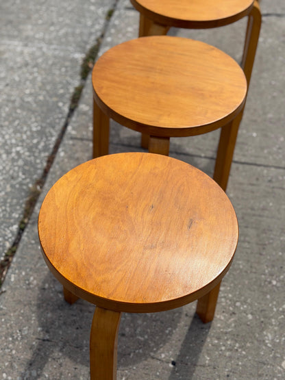 Frisman Vintage Vintage Alvar Aalto Stools Finland ca' 1950's-60's Mid Century Patina