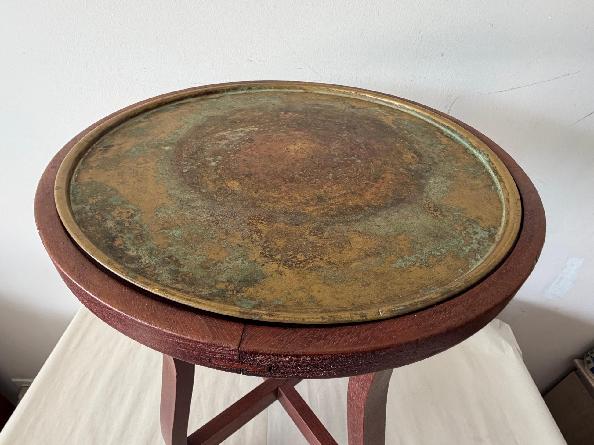 Frisman Vintage Unusual Plant Stand With Brass Top Arts And Crafts ' ca' 1910