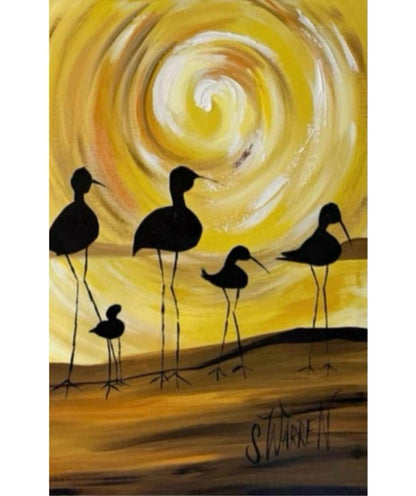 Frisman Vintage XL Robert McCaine style Mid Century Modern Shore Birds Nautical Painting Warren