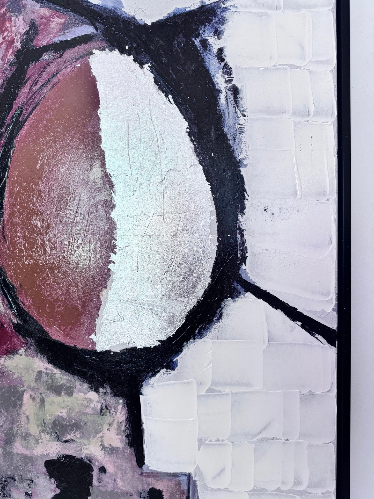 Frisman Vintage XL Mid Century Modern Vintage Abstract Impasto Oil Painting Framed Signed