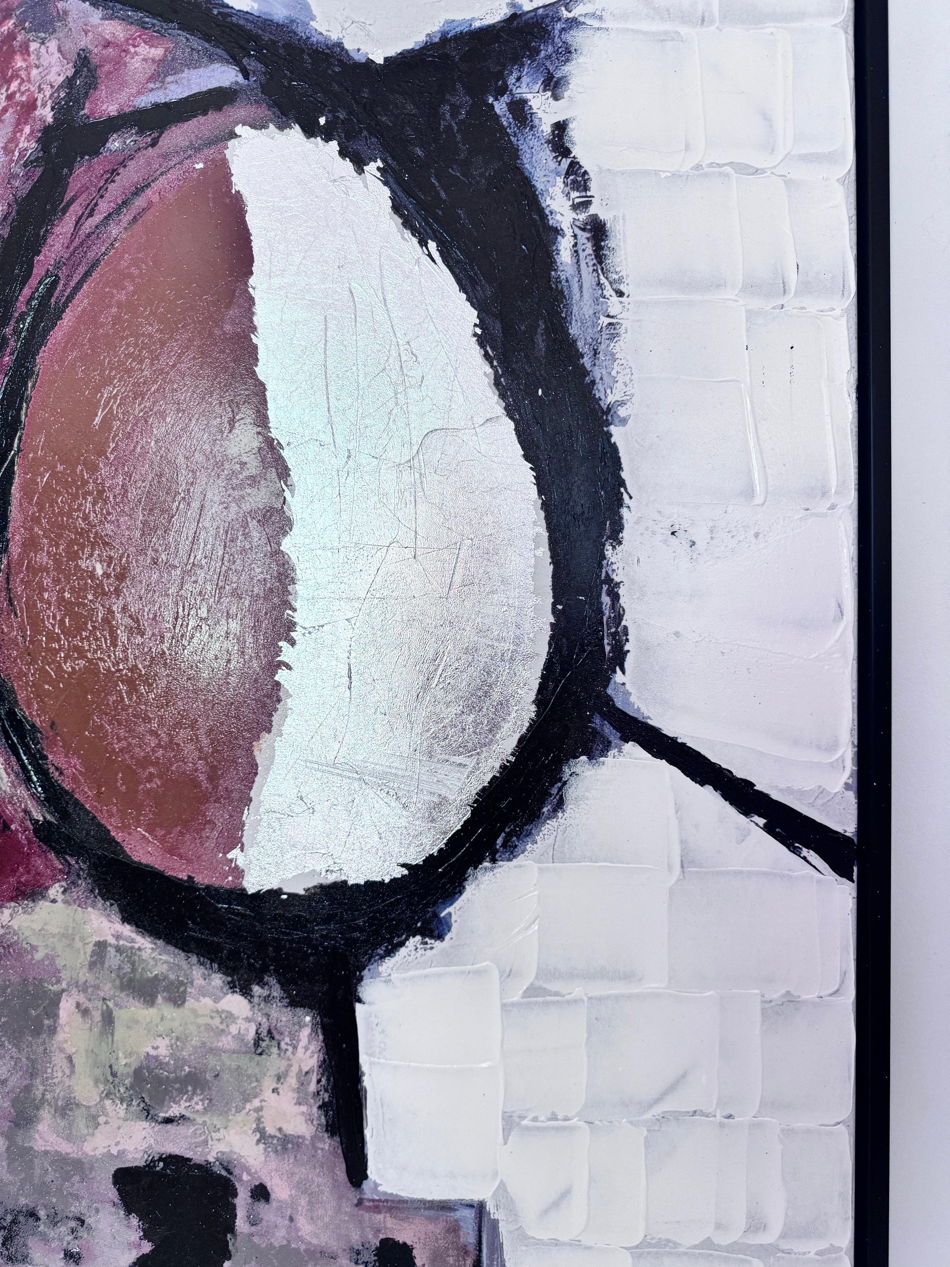 Frisman Vintage XL Mid Century Modern Vintage Abstract Impasto Oil Painting Framed Signed