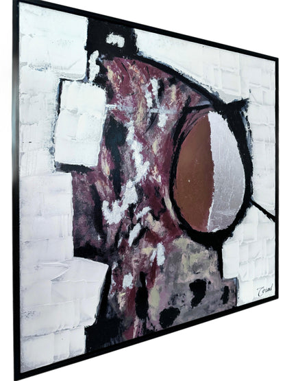 Frisman Vintage XL Mid Century Modern Vintage Abstract Impasto Oil Painting Framed Signed