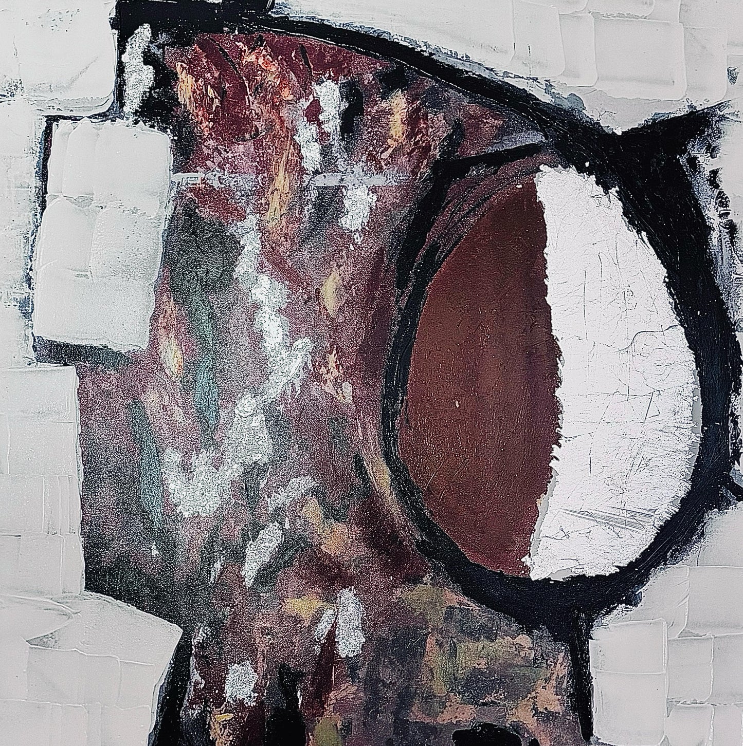 Frisman Vintage XL Mid Century Modern Vintage Abstract Impasto Oil Painting Framed Signed