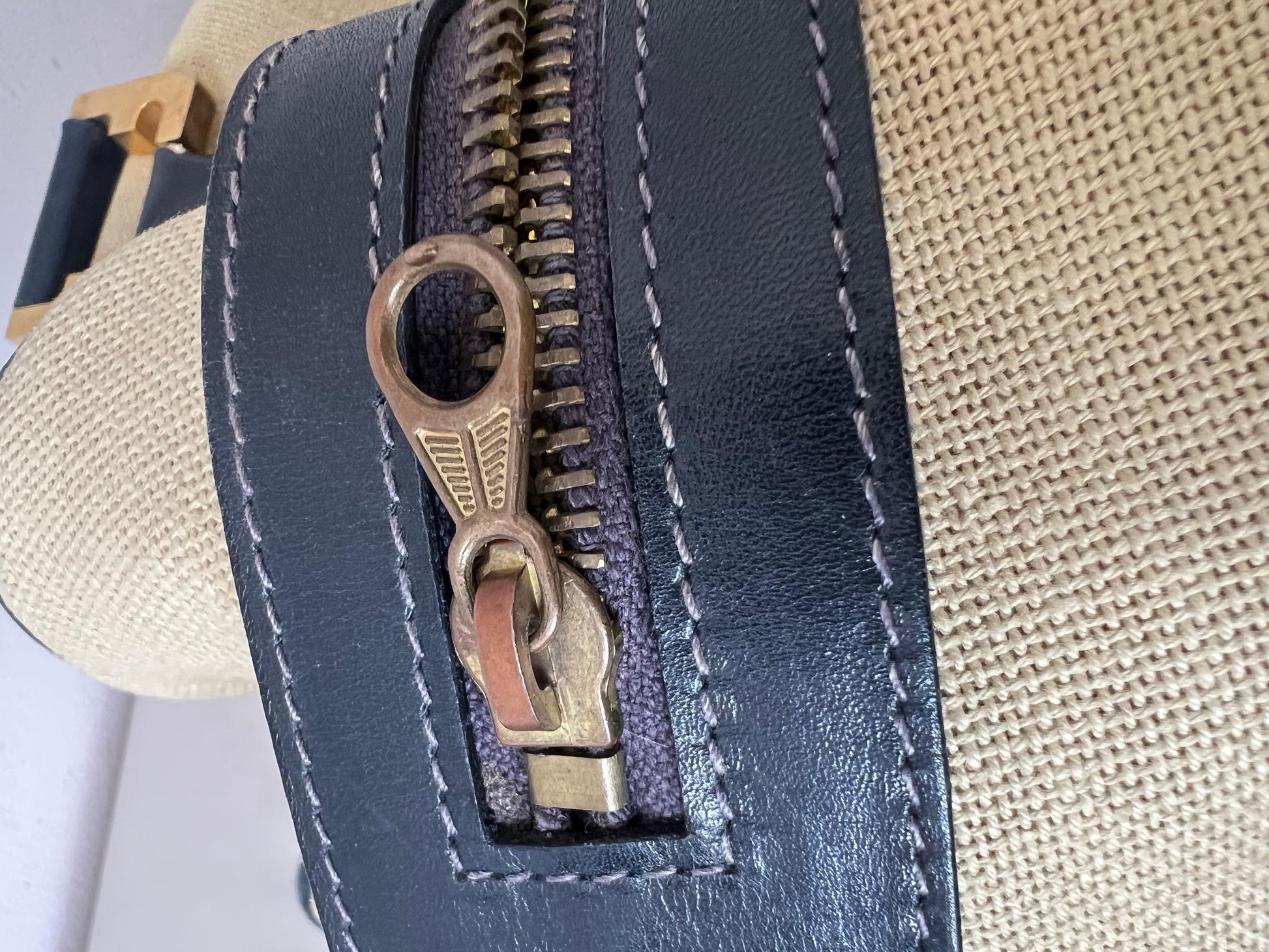 Frisman Vintage Stylish Ferragamo Leather/Canvas Bag With Brass Accents ca' 1980's