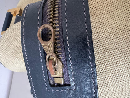 Frisman Vintage Stylish Ferragamo Leather/Canvas Bag With Brass Accents ca' 1980's